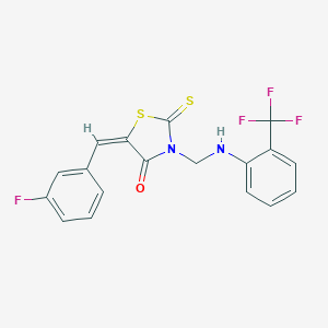 molecular formula C18H12F4N2OS2 B391622 5-(3-Fluorobenzylidene)-3-([2-(trifluoromethyl)anilino]methyl)rhodanine 