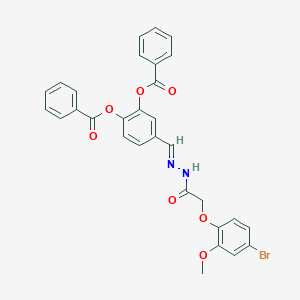 molecular formula C30H23BrN2O7 B391624 2-(benzoyloxy)-5-({(E)-2-[2-(4-bromo-2-methoxyphenoxy)acetyl]hydrazono}methyl)phenyl benzoate 