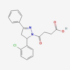 molecular formula C19H17ClN2O3 B3916247 4-[5-(2-chlorophenyl)-3-phenyl-4,5-dihydro-1H-pyrazol-1-yl]-4-oxobutanoic acid 