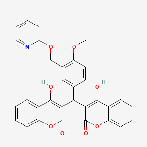 molecular formula C32H23NO8 B3916258 3,3'-({4-methoxy-3-[(2-pyridinyloxy)methyl]phenyl}methylene)bis(4-hydroxy-2H-chromen-2-one) 