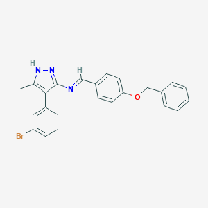 molecular formula C24H20BrN3O B391626 N-[4-(benzyloxy)benzylidene]-N-[4-(3-bromophenyl)-3-methyl-1H-pyrazol-5-yl]amine 