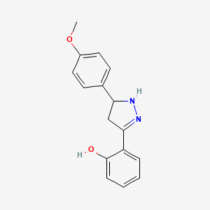 molecular formula C16H16N2O2 B3916291 2-[5-(4-methoxyphenyl)-4,5-dihydro-1H-pyrazol-3-yl]phenol CAS No. 55370-75-7