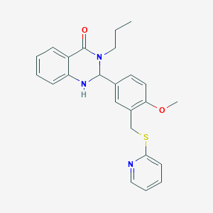 molecular formula C24H25N3O2S B3916314 2-{4-methoxy-3-[(2-pyridinylthio)methyl]phenyl}-3-propyl-2,3-dihydro-4(1H)-quinazolinone 