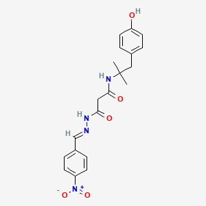 molecular formula C20H22N4O5 B3916333 N-[2-(4-hydroxyphenyl)-1,1-dimethylethyl]-3-[2-(4-nitrobenzylidene)hydrazino]-3-oxopropanamide 