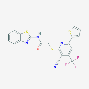 N-(1,3-benzothiazol-2-yl)-2-[3-cyano-6-thiophen-2-yl-4-(trifluoromethyl)pyridin-2-yl]sulfanylacetamide