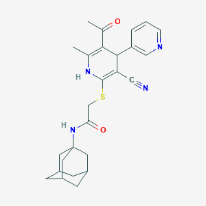molecular formula C26H30N4O2S B391639 2-[(5-acetyl-3-cyano-6-methyl-4-pyridin-3-yl-1,4-dihydropyridin-2-yl)sulfanyl]-N-(1-adamantyl)acetamide 