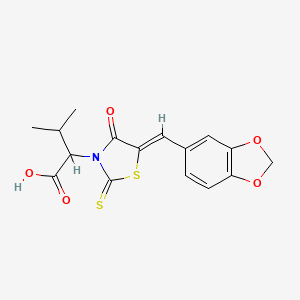 molecular formula C16H15NO5S2 B3916407 2-[5-(1,3-benzodioxol-5-ylmethylene)-4-oxo-2-thioxo-1,3-thiazolidin-3-yl]-3-methylbutanoic acid 