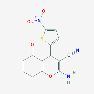 molecular formula C14H11N3O4S B391641 2-Amino-4-(5-nitro-2-thienyl)5-oxo-5,6,7,8-tetrahydro-4H-chromene-3-carbonitrile 