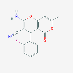 2-amino-4-(2-fluorophenyl)-7-methyl-5-oxo-4H,5H-pyrano[4,3-b]pyran-3-carbonitrile