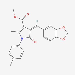 molecular formula C22H19NO5 B3916441 methyl 4-(1,3-benzodioxol-5-ylmethylene)-2-methyl-1-(4-methylphenyl)-5-oxo-4,5-dihydro-1H-pyrrole-3-carboxylate 