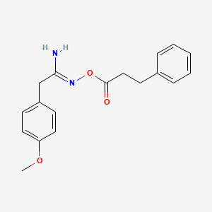 2-(4-methoxyphenyl)-N'-[(3-phenylpropanoyl)oxy]ethanimidamide