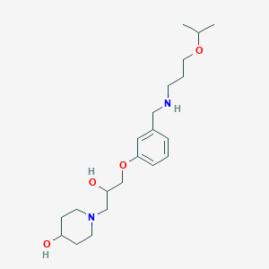 molecular formula C21H36N2O4 B3916476 1-[2-hydroxy-3-(3-{[(3-isopropoxypropyl)amino]methyl}phenoxy)propyl]-4-piperidinol 