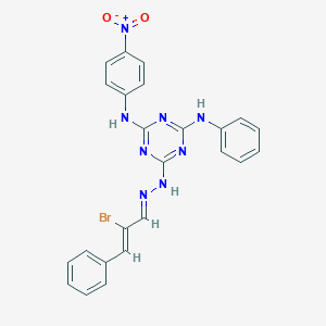 molecular formula C24H19BrN8O2 B391649 2-Bromo-3-phenylacrylaldehyde (4-anilino-6-{4-nitroanilino}-1,3,5-triazin-2-yl)hydrazone 