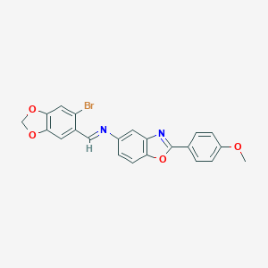 molecular formula C22H15BrN2O4 B391650 N-[(6-bromo-1,3-benzodioxol-5-yl)methylene]-N-[2-(4-methoxyphenyl)-1,3-benzoxazol-5-yl]amine 