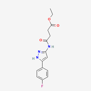 molecular formula C15H16FN3O3 B3916546 ethyl 4-{[3-(4-fluorophenyl)-1H-pyrazol-5-yl]amino}-4-oxobutanoate 