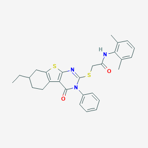 N-(2,6-dimethylphenyl)-2-[(7-ethyl-4-oxo-3-phenyl-3,4,5,6,7,8-hexahydro[1]benzothieno[2,3-d]pyrimidin-2-yl)sulfanyl]acetamide