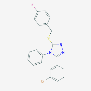 molecular formula C21H15BrFN3S B391658 3-(3-bromophenyl)-5-[(4-fluorobenzyl)sulfanyl]-4-phenyl-4H-1,2,4-triazole CAS No. 311787-05-0