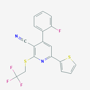 molecular formula C18H10F4N2S2 B391660 4-(2-Fluorophenyl)-6-(2-thienyl)-2-[(2,2,2-trifluoroethyl)sulfanyl]nicotinonitrile 
