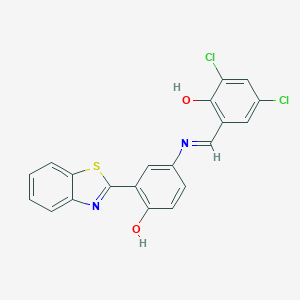 molecular formula C20H12Cl2N2O2S B391662 2-({[3-(1,3-Benzothiazol-2-yl)-4-hydroxyphenyl]imino}methyl)-4,6-dichlorophenol 