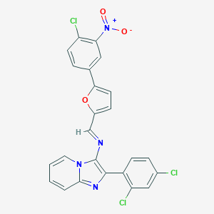 molecular formula C24H13Cl3N4O3 B391667 3-{[(5-{4-Chloro-3-nitrophenyl}-2-furyl)methylene]amino}-2-(2,4-dichlorophenyl)imidazo[1,2-a]pyridine 