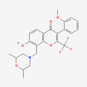 molecular formula C24H24F3NO5 B3916672 8-[(2,6-dimethyl-4-morpholinyl)methyl]-7-hydroxy-3-(2-methoxyphenyl)-2-(trifluoromethyl)-4H-chromen-4-one 