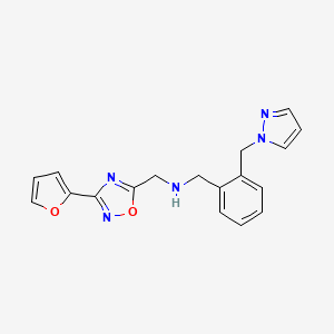 molecular formula C18H17N5O2 B3916677 1-[3-(2-furyl)-1,2,4-oxadiazol-5-yl]-N-[2-(1H-pyrazol-1-ylmethyl)benzyl]methanamine 