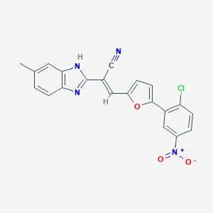 molecular formula C21H13ClN4O3 B391672 3-(5-{2-chloro-5-nitrophenyl}-2-furyl)-2-(6-methyl-1H-benzimidazol-2-yl)acrylonitrile 