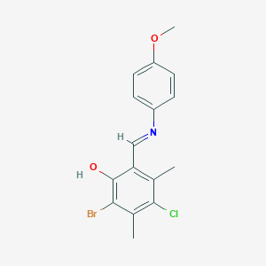 molecular formula C16H15BrClNO2 B391674 2-Bromo-4-chloro-6-{[(4-methoxyphenyl)imino]methyl}-3,5-dimethylphenol 