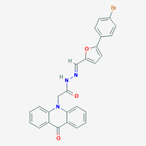 molecular formula C26H18BrN3O3 B391677 N'-{[5-(4-bromophenyl)-2-furyl]methylene}-2-(9-oxo-10(9H)-acridinyl)acetohydrazide 