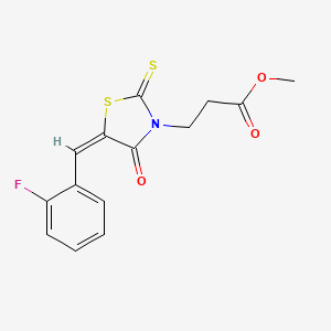 molecular formula C14H12FNO3S2 B3916805 methyl 3-[5-(2-fluorobenzylidene)-4-oxo-2-thioxo-1,3-thiazolidin-3-yl]propanoate 