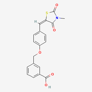 3-({4-[(3-methyl-2,4-dioxo-1,3-thiazolidin-5-ylidene)methyl]phenoxy}methyl)benzoic acid
