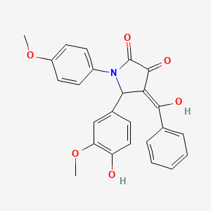 molecular formula C25H21NO6 B3916898 4-benzoyl-3-hydroxy-5-(4-hydroxy-3-methoxyphenyl)-1-(4-methoxyphenyl)-1,5-dihydro-2H-pyrrol-2-one 