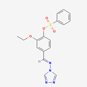 molecular formula C17H16N4O4S B3916904 2-ethoxy-4-[(4H-1,2,4-triazol-4-ylimino)methyl]phenyl benzenesulfonate 