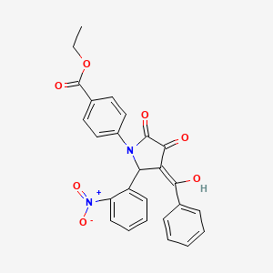 molecular formula C26H20N2O7 B3916926 ethyl 4-[3-benzoyl-4-hydroxy-2-(2-nitrophenyl)-5-oxo-2,5-dihydro-1H-pyrrol-1-yl]benzoate 