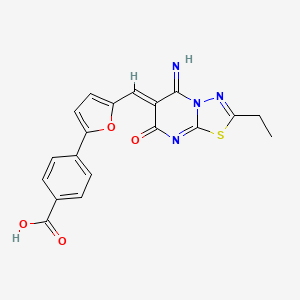4-{5-[(2-ethyl-5-imino-7-oxo-5H-[1,3,4]thiadiazolo[3,2-a]pyrimidin-6(7H)-ylidene)methyl]-2-furyl}benzoic acid