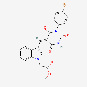 molecular formula C22H16BrN3O5 B3916959 methyl (3-{[1-(4-bromophenyl)-2,4,6-trioxotetrahydro-5(2H)-pyrimidinylidene]methyl}-1H-indol-1-yl)acetate 