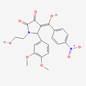 molecular formula C21H20N2O8 B3916988 5-(3,4-dimethoxyphenyl)-3-hydroxy-1-(2-hydroxyethyl)-4-(4-nitrobenzoyl)-1,5-dihydro-2H-pyrrol-2-one 