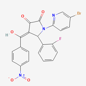 molecular formula C22H13BrFN3O5 B3916994 1-(5-bromo-2-pyridinyl)-5-(2-fluorophenyl)-3-hydroxy-4-(4-nitrobenzoyl)-1,5-dihydro-2H-pyrrol-2-one 