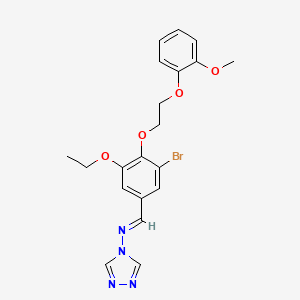 molecular formula C20H21BrN4O4 B3916997 N-{3-bromo-5-ethoxy-4-[2-(2-methoxyphenoxy)ethoxy]benzylidene}-4H-1,2,4-triazol-4-amine 