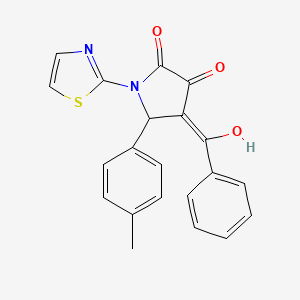 molecular formula C21H16N2O3S B3917110 4-benzoyl-3-hydroxy-5-(4-methylphenyl)-1-(1,3-thiazol-2-yl)-1,5-dihydro-2H-pyrrol-2-one 