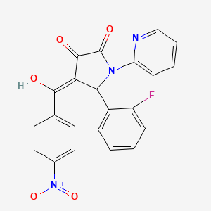 molecular formula C22H14FN3O5 B3917116 5-(2-fluorophenyl)-3-hydroxy-4-(4-nitrobenzoyl)-1-(2-pyridinyl)-1,5-dihydro-2H-pyrrol-2-one 