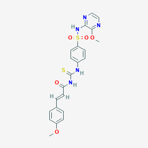 molecular formula C22H21N5O5S2 B391712 (E)-3-(4-methoxyphenyl)-N-[[4-[(3-methoxypyrazin-2-yl)sulfamoyl]phenyl]carbamothioyl]prop-2-enamide CAS No. 1164524-84-8