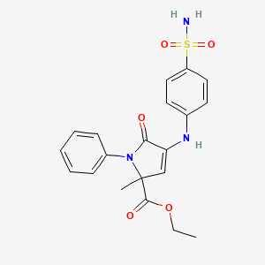 molecular formula C20H21N3O5S B3917148 ethyl 4-{[4-(aminosulfonyl)phenyl]amino}-2-methyl-5-oxo-1-phenyl-2,5-dihydro-1H-pyrrole-2-carboxylate 