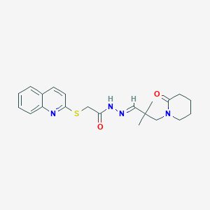 molecular formula C21H26N4O2S B391715 N'-[2,2-dimethyl-3-(2-oxo-1-piperidinyl)propylidene]-2-(2-quinolinylsulfanyl)acetohydrazide 