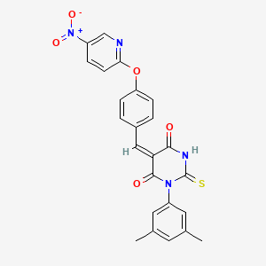 molecular formula C24H18N4O5S B3917165 1-(3,5-dimethylphenyl)-5-{4-[(5-nitro-2-pyridinyl)oxy]benzylidene}-2-thioxodihydro-4,6(1H,5H)-pyrimidinedione 
