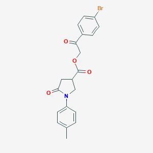 molecular formula C20H18BrNO4 B391718 2-(4-Bromophenyl)-2-oxoethyl 1-(4-methylphenyl)-5-oxo-3-pyrrolidinecarboxylate 