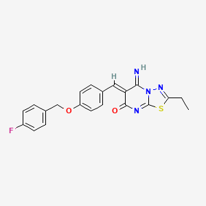molecular formula C21H17FN4O2S B3917208 2-ethyl-6-{4-[(4-fluorobenzyl)oxy]benzylidene}-5-imino-5,6-dihydro-7H-[1,3,4]thiadiazolo[3,2-a]pyrimidin-7-one 