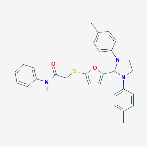 molecular formula C29H29N3O2S B391721 2-({5-[1,3-bis(4-methylphenyl)-2-imidazolidinyl]-2-furyl}sulfanyl)-N-phenylacetamide 