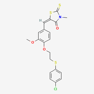molecular formula C20H18ClNO3S3 B3917231 5-(4-{2-[(4-chlorophenyl)thio]ethoxy}-3-methoxybenzylidene)-3-methyl-2-thioxo-1,3-thiazolidin-4-one CAS No. 6170-51-0
