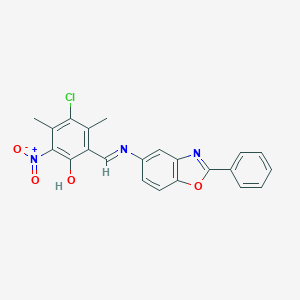 4-Chloro-2-nitro-3,5-dimethyl-6-{[(2-phenyl-1,3-benzoxazol-5-yl)imino]methyl}phenol